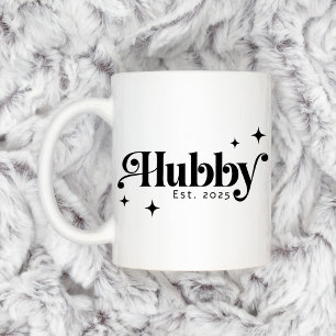 Hubby Est year any color elegant retro font Coffee Mug