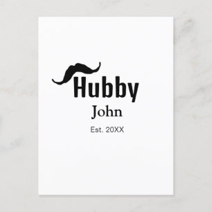 Hubby husband add name date year moustache simple  postcard