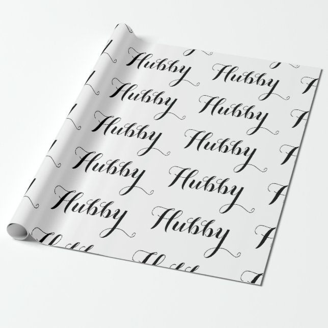 Hubby husband wedding black script newlywed wrapping paper (Unrolled)