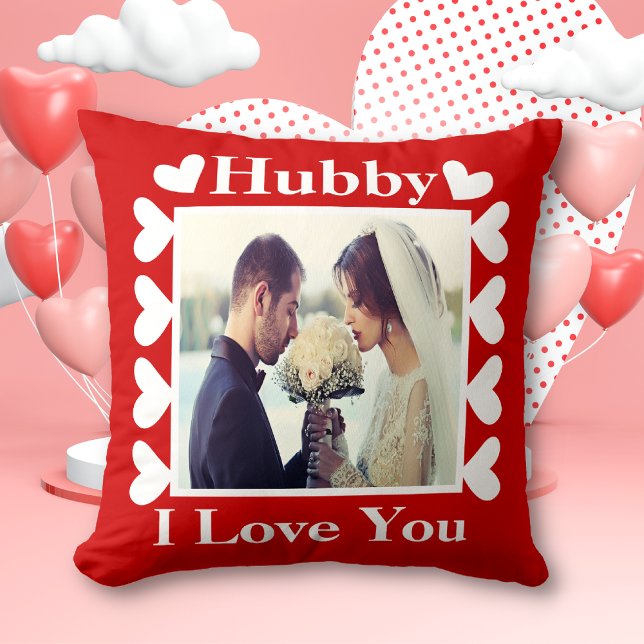 Hubby I Love You Custom Couple Photo Throw Pillow (Creator Uploaded)