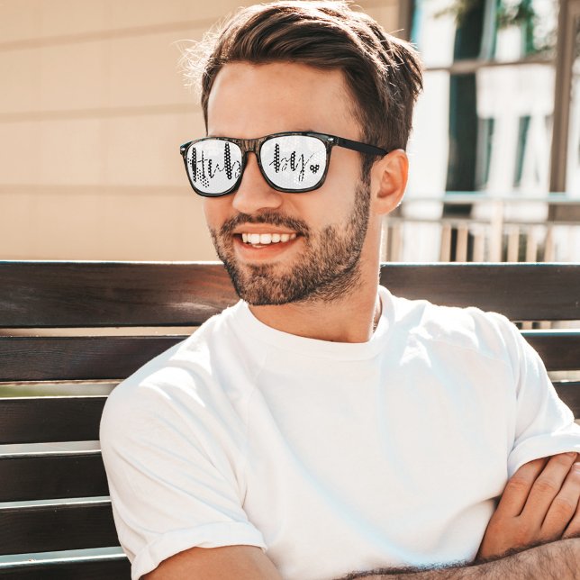 Hubby Love | Stylish Black Brush Script & Heart Retro Sunglasses (Creator Uploaded)