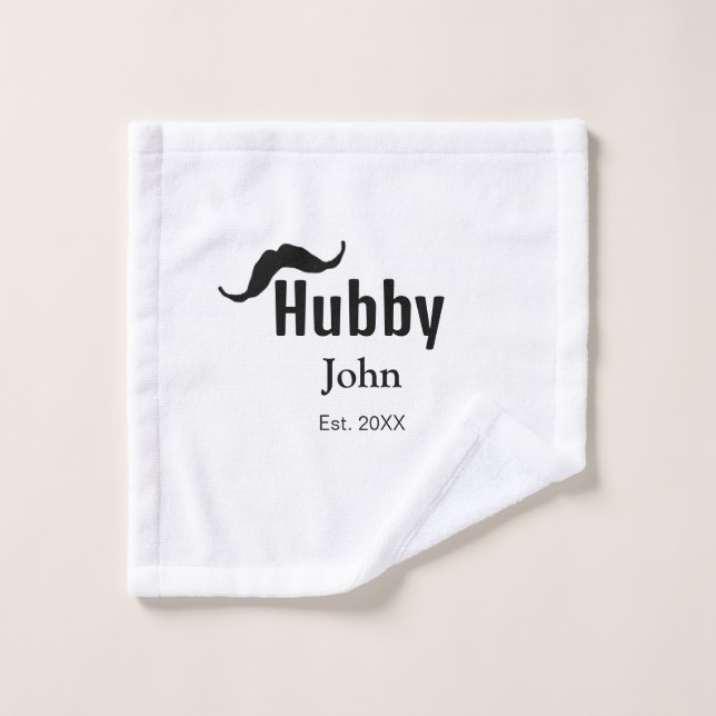 Hubby mari ajouter nom date année moustache simple (Gant de toilette)