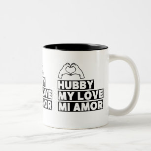 Hubby Modern Honeymoon White Script Black Two-Tone Coffee Mug