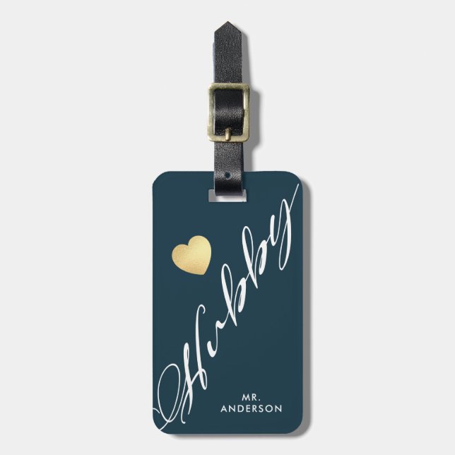Hubby | Personalized Honeymoon Groom Luggage Tag (Front Vertical)