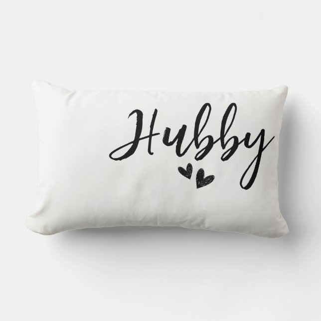 Hubby, Personalized minimalist wedding pillow  (Front)