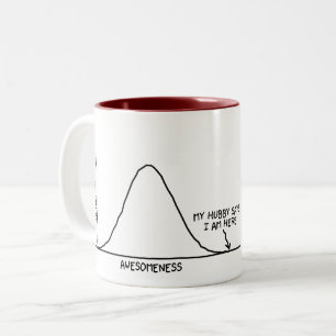 Hubby Says I'm Awesome (1/2 of a set) - Statistics Two-Tone Coffee Mug
