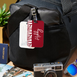 Hubby Tribal African Red and White MR Luggage Tag