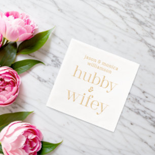 Hubby Wifey Monogrammed Wedding Foil Napkins