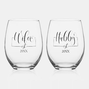 Hubby Wifie Stemless Wine Glass