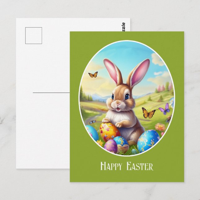 Hübner Osterhase in landscape - Postcard (Front/Back)
