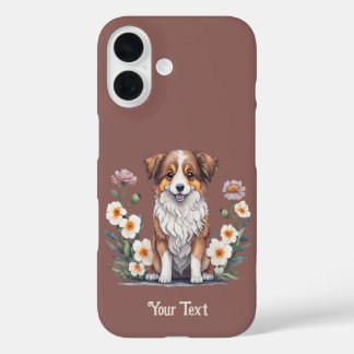 Hübscher Collie umringt von Blumen - iPhone 16 Case