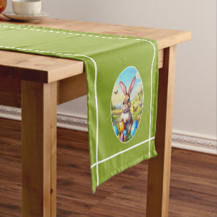 Hübscher Osterhase mit Ostereiern - Tischläufer Short Table Runner