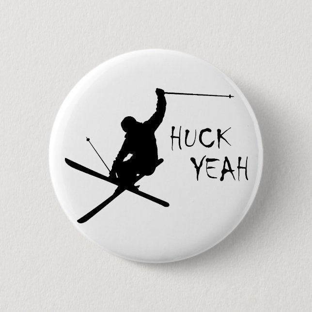 Huck Yeah (Skiing) 2 Inch Round Button (Front)
