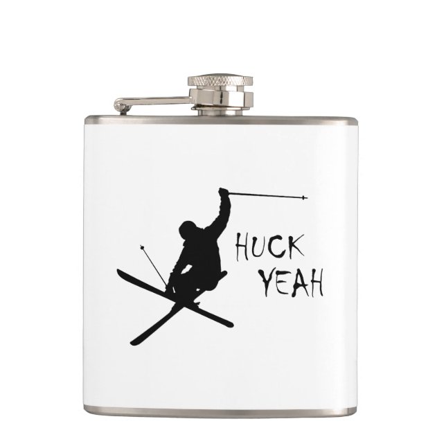 Huck Yeah (Skiing) Hip Flask (Front)