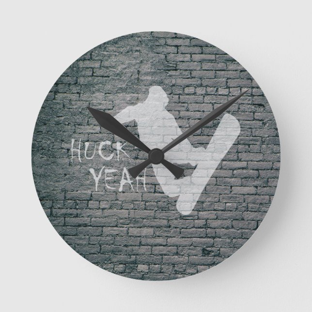 Huck Yeah (Snowboarding) Round Clock (Front)