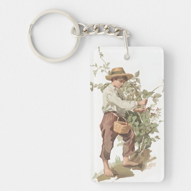 Huckleberry Finn Picking Berries Lithograph Keychain (Front)