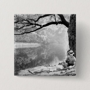 Huckleberry & Tom 2 Inch Square Button