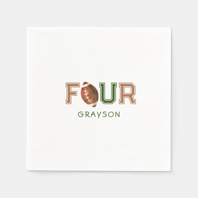 Huddle Up Football 4th Birthday Party Napkin (Front)