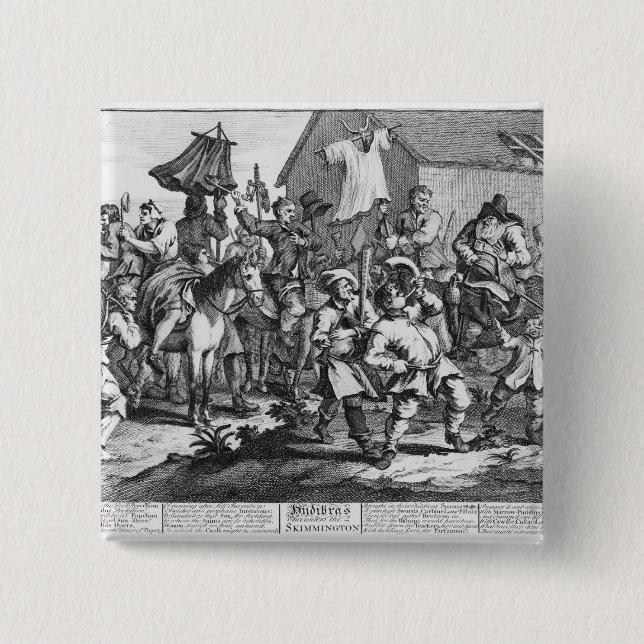 Hudibras Encounters the Skimmington 2 Inch Square Button (Front)