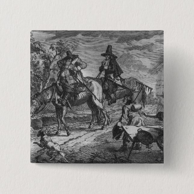 Hudibras Sallies Forth, Plate II 2 Inch Square Button (Front)