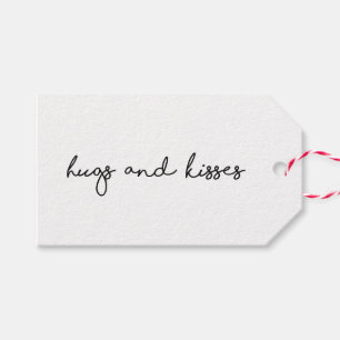 Huds and kisses. Valentines day. Black and white Gift Tags