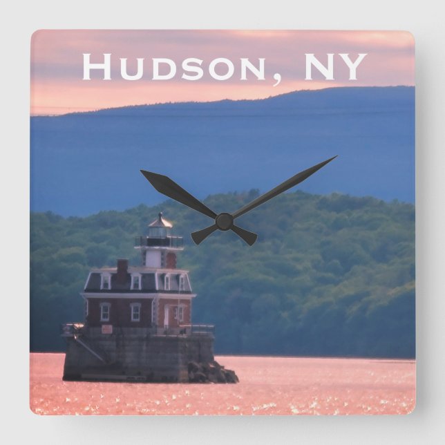 Hudson Athens Lighthouse - Hudson City Light, NY Square Wall Clock (Front)