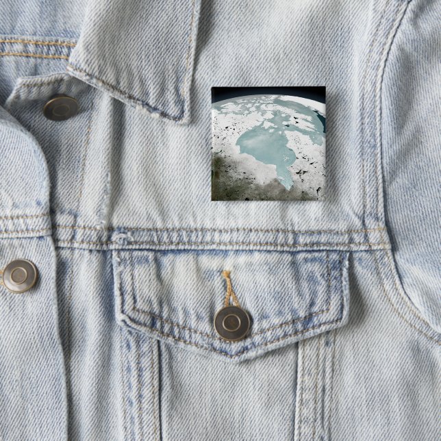 Hudson Bay Sea Ice On April 29, 2006. 2 Inch Square Button (In Situ)