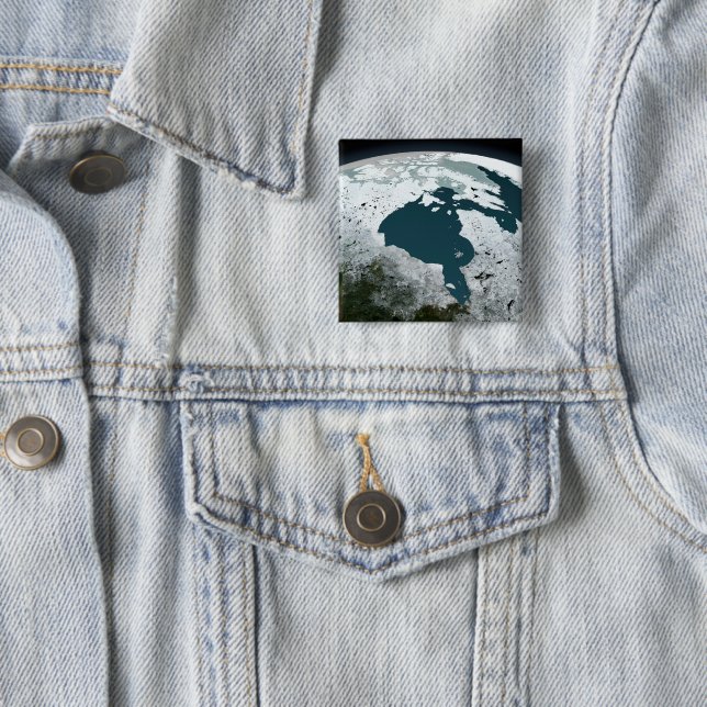 Hudson Bay Sea Ice On November 14, 2005. 2 Inch Square Button (In Situ)