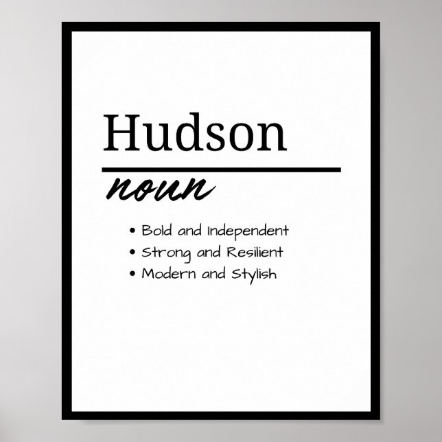 Hudson, Boy Personalized Name Definition  Poster (Front)