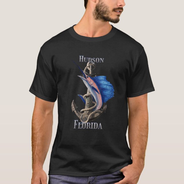 Hudson Florida Swordfish Marlin Ocean Fishing T-Shirt (Front)