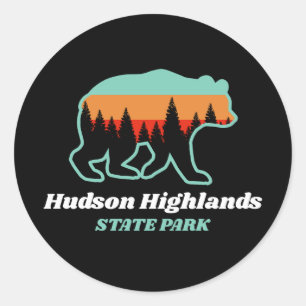 Hudson Highlands State Park New York NY Bear Retro Classic Round Sticker