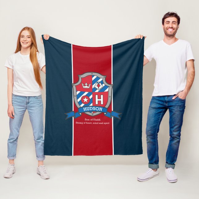 Hudson or letter H name meaning knights shield Fleece Blanket (In Situ)