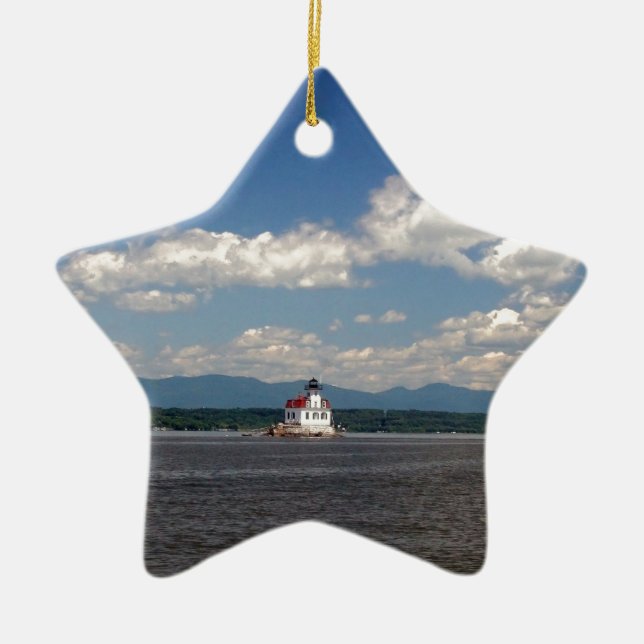 Hudson River Lighthouse Ceramic Ornament (Front)