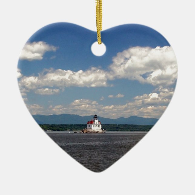 Hudson River Lighthouse Ceramic Ornament (Front)