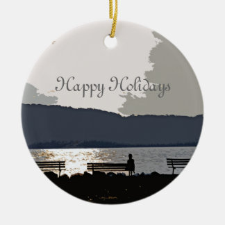 Hudson River Sunset Ceramic Ornament