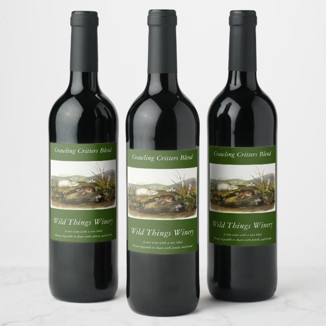 Hudson's Bay (Ungava Collared) Lemming by Audubon Wine Label (Bottles)
