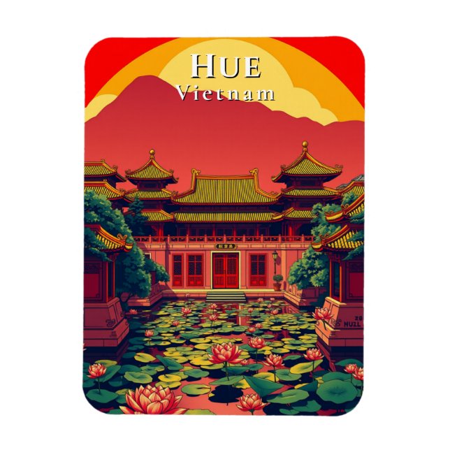 Hue Vietnam Pagoda Travel Retro Magnet (Vertical)