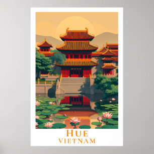 Hue Vietnam Vintage Travel Retro Imperial City Art Poster