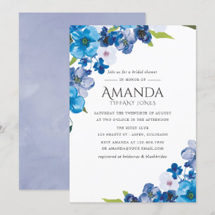 Hues of Blue Floral Bridal Shower invitation