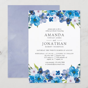 Hues of Blue Floral Rehearsal Dinner invitation