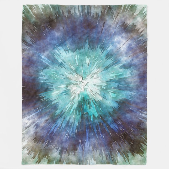 Hues of Blue Tie Dye Fleece Blanket (Front)