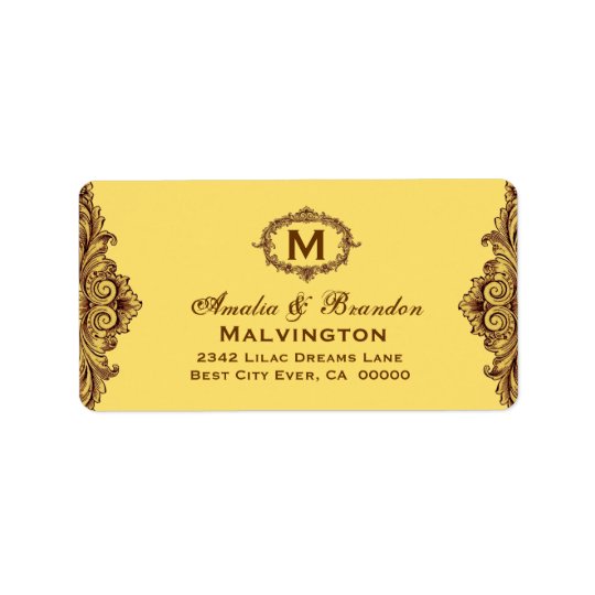 Hues of Gold Vintage Monogram Curlicue V05