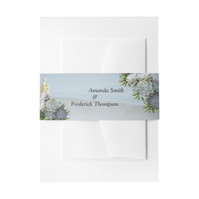 Hues of Pale Blues  Envelope Band Invitation Belly Band (Front Example)