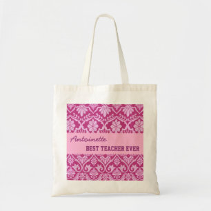 Hues of Pink Best Teacher Ever Custom Name V8 Tote Bag