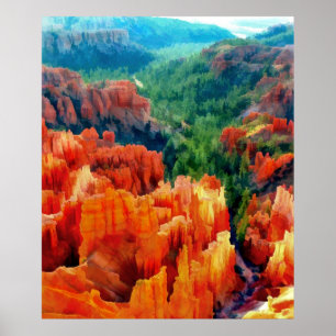 Hues of the Hoodoos in Bryce Canyon NP -Realism Poster