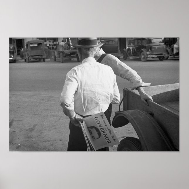Huey Long Supporter in Louisiana, 1930s Poster (Front)