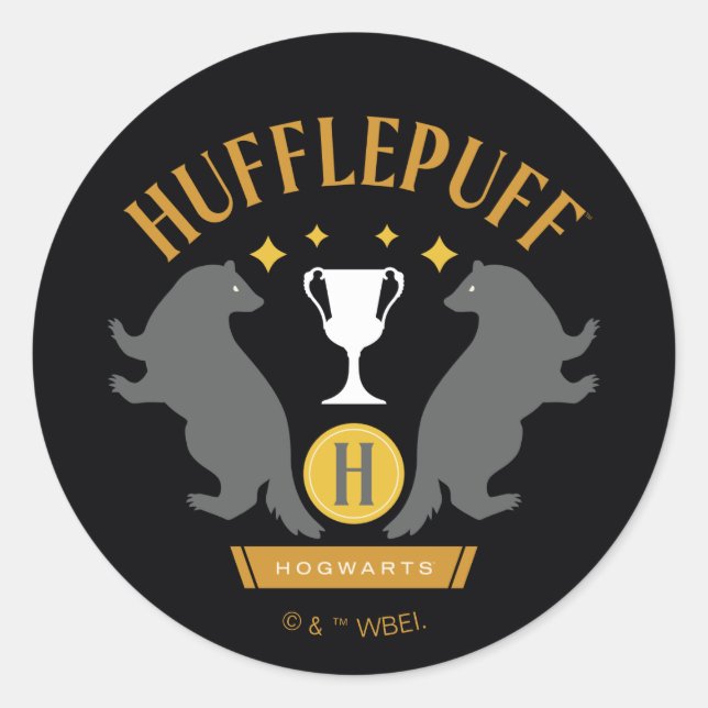 HUFFLEPUFF™ Badger and Cup House Pride Graphic Classic Round Sticker (Front)