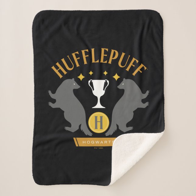HUFFLEPUFF™ Badger and Cup House Pride Graphic Sherpa Blanket (Front)