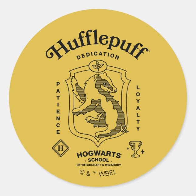 HUFFLEPUFF™ Dedication Patience Loyalty Crest Classic Round Sticker (Front)
