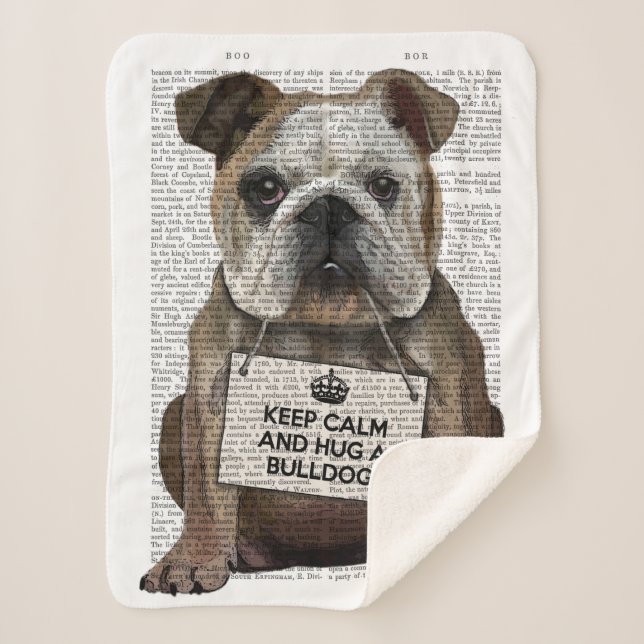 Hug a Bulldog Sherpa Blanket (Front)